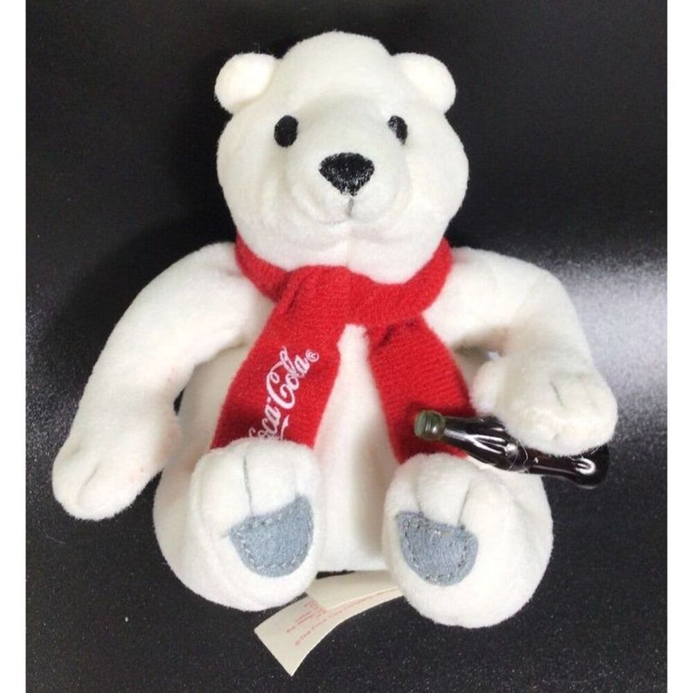 Coca-Cola Polar Bear Mini 4" Plush Beanie Holding Coke Bottle Stuffed Animals